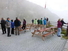 Mont Fort residents on balcony, evening