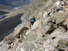 Trail thru rockslide just below Pas de Chevre
