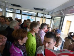 Saturday morning hikers headed for Bettmeralp in the cable car