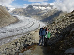 Happy Hikers and Aletsch Glacier