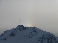 Sun dog over Piz Morteratsach