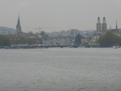 Zurich from the lake boat on a damp day
